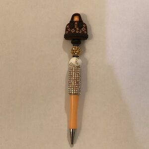 Handmade Beaded pen with handbag focal